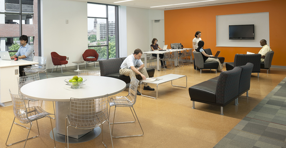 A student lounge in the Armstrong building.