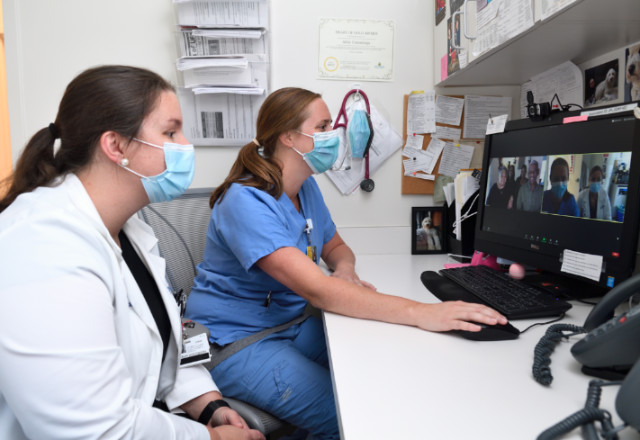 doctor and nurse performing a telemedicine visit.