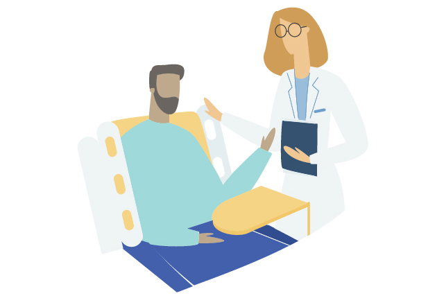 graphic of doctor with patient