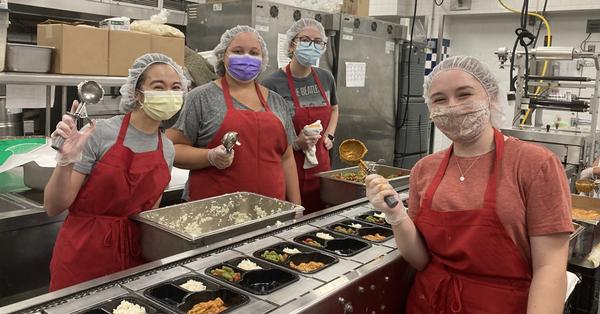 students making meals