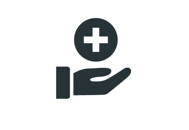 icon of hand holding medical symbol