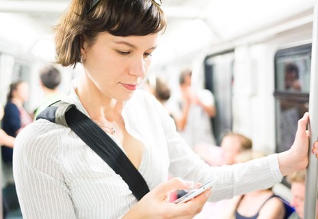 woman in subway car