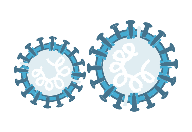 Illustration of coronavirus under a microscope