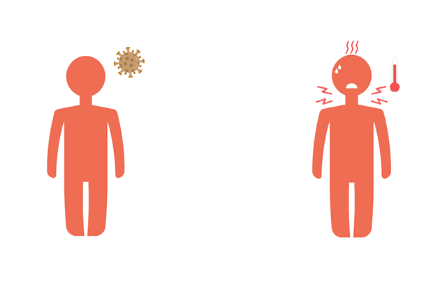 Timeline showing 2 week symptom onset